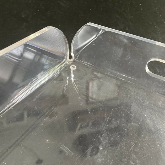 Vintage Acrylic Clear Serving Tray Square Handled Ottoman Style 12" - Picture 3 of 7